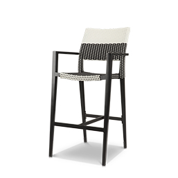 Bar Arm Chair Black & White Wicker